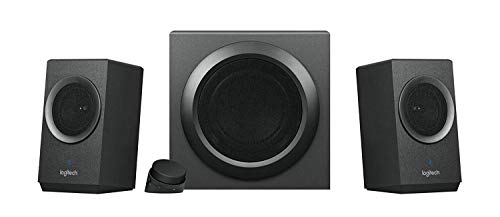 Logitech Z337 Sistema de Altavoces, Subwoofer, Sonido Pleno, 50W de Pico, Graves Profundes, Entrada Audio 3.5 mm/RCA, Bluetooth, Mando, Enchufe EU, PC/PS4/Xbox/TV/Smartphone/Tablet, Negro