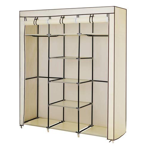 SONGMICS Armario de Tela, Estantería de Almacenaje, Resistente al Polvo, Tubo de Acero, (tamaño XXL, 175 x 150 x 45 cm), Color Beige RYG12M SONGMICS Armario de Tela, Estantería de Almacenaje, Resistente al Polvo, Tubo de Acero, (tamaño XXL, 175 x 150 x 45 cm), Color Beige RYG12M