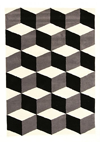 Trendcarpet Alfombra de Lana - Shiraz (Gris/Negro/Blanco) Tamaño 200 x 300 cm