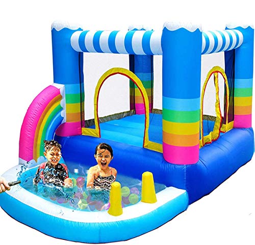WYJW Casas hinchables inflables para niños Castillos hinchables con soplador de 350 vatios Piscina de Agua con Pozo de Bola pequeña Arco Iris explotar Pequeña casa de Puentes para Uso en Interior WYJW Casas hinchables inflables para niños Castillos hinchables con soplador de 350 vatios Piscina de Agua con Pozo de Bola pequeña Arco Iris explotar Pequeña casa de Puentes para Uso en Interior