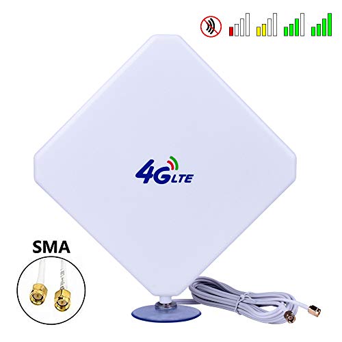 Aigital SMA 4G-Antena, 4G LTE Antena Dual Mimo 35dBi Alto Ganancia Red Ethernet Al Aire Libre Antena Receptor Amplificador Booster para WiFi Router Banda Ancha Móvil (SMA 35dBi