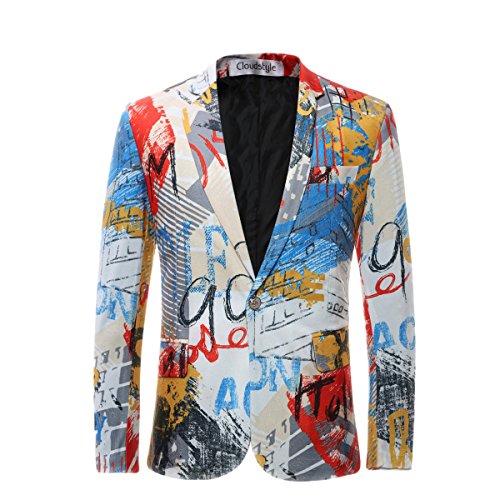 Allthemen - Chaleco casual para hombre con estampado de un solo botón, chaqueta de esmoquin Color de la imagen 4 S