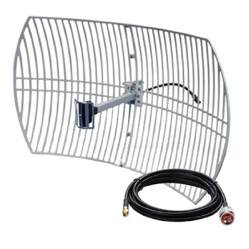 Antena WiFi PARABOLICA 24DB Grid 24DBI 24 DBI de Rejilla 3metros 3m Cable Pigtail Incluido