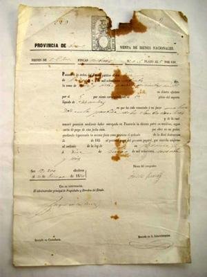 Antiguo Documento - Old Document : PROVINCIA DE TERUEL, VENTA DE BIENES NACIONALES. 1876