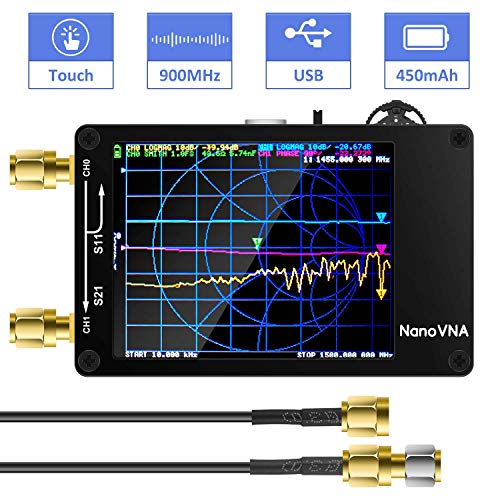 AURSINC NanoVNA Analizador de Red Vectorial 50KHz 1.5GHz HF VHF UHF Analizador de Antena Medición de parámetros S, relación de Onda estacionaria de Voltaje, retardo, gráfico de Smith Versión REV3.4