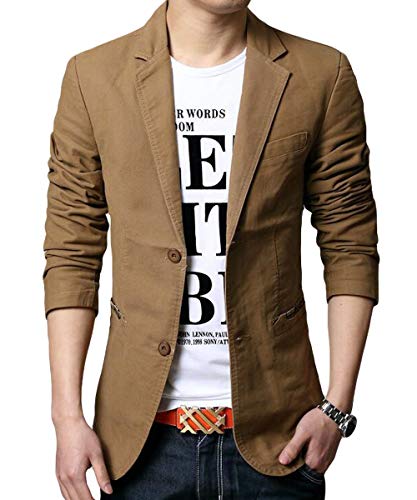 Blazer Casual para Hombre Chaquetas de Traje Slim fit Chaqueta de algodón sólido de un Solo Pecho Abrigo Chaqueta de Dos Botones Casual Blazer Blazer Casual para Hombre Chaquetas de Traje Slim fit Chaqueta de algodón sólido de un Solo Pecho Abrigo Chaqueta de Dos Botones Casual Blazer
