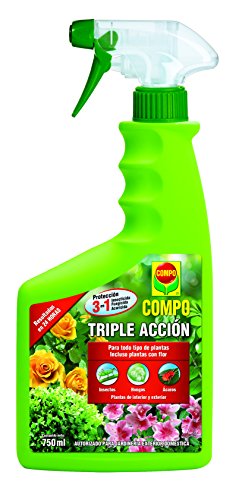 Compo Triple Acción, Protección contra Insectos, Hongos y ácaros, para Plantas de Interior y Exterior, Resultados en 24h, Envase pulverizador, 750 ml