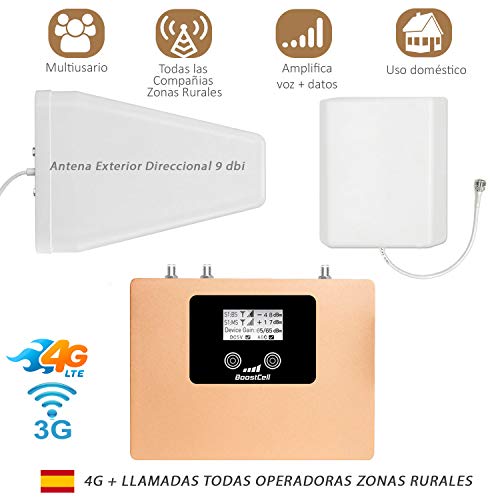 Dual Band 800 - 900 Mhz. 4G/3G/2G. Amplificador COBERTURA 4G + LLAMADAS zonas rurales (M)