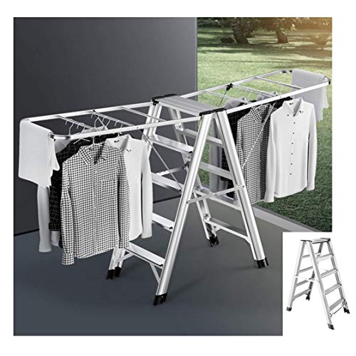 Escalera plegable de secado Rack Escalera de aluminio Escalera plegable de bricolaje Práctico 5 pasos, Estante de secado doméstico Escalera de escalada para cocina Apartamento Balcón KADJ Escalera plegable de secado Rack Escalera de aluminio Escalera plegable de bricolaje Práctico 5 pasos, Estante de secado doméstico Escalera de escalada para cocina Apartamento Balcón KADJ