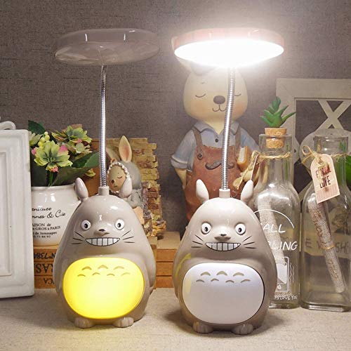 Estudio Ghibli Mi vecino Totoro luz de la noche del LED for Niños, Control de carga USB 2 Brillo Eye-Protect Tabla Lampwarm dormitorio de lectura del vector lámparas de escritorio (color al azar) Hbch