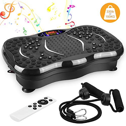 EVOLAND Plataforma Vibratoria, Máquina de Ejercicio Entrenamiento Masaje, Motor Silencioso y Altavoz Bluetooth con Control Remoto y Bandas de Elásticas para Perder Peso Rápida y Relajar Músculos EVOLAND Plataforma Vibratoria, Máquina de Ejercicio Entrenamiento Masaje, Motor Silencioso y Altavoz Bluetooth con Control Remoto y Bandas de Elásticas para Perder Peso Rápida y Relajar Músculos