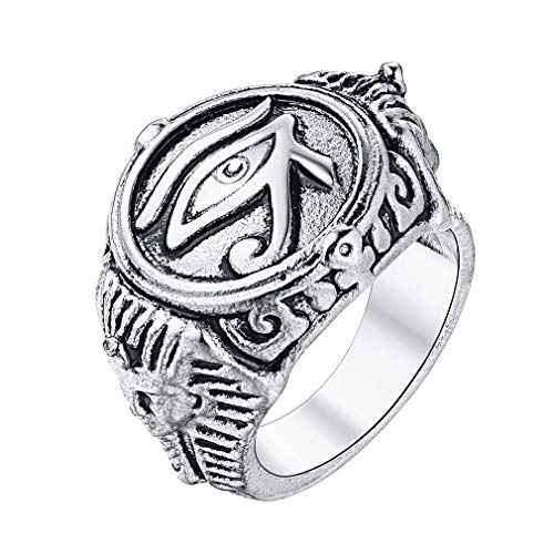 FaithHeart Anillo Amuleto de Protección Buena Suerte Joyería Moderna Egipcia Antigua Anillo con Ojo de Horus Talla 12