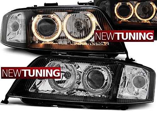 FAROS DELANTEROS PARA AUDI A6 10.99 – 06.01 ANGEL EYES, COLOR NEGRO