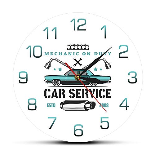 guijinpeng Orologio da parete Mecánico de Servicio Servicio de automóviles Garaje Reloj de Pared Personalizado Taller de reparación de automóviles Antiguos Publicidad Logo Auto Sign Reloj de Pared