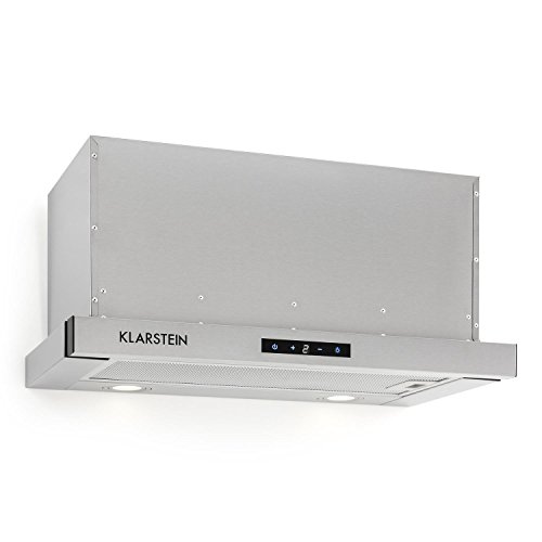 Klarstein Vinea Campana extractora de bajo mueble - Vidrio de seguridad, 60 cm ancho, Extraíble, 610 m³/h máx. extracción humo, iluminación, Filtro de grasa, Clase Energética A, Plata