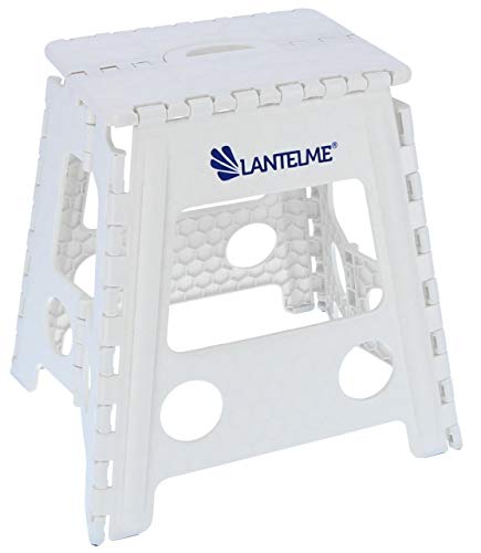 Lantelme - Taburete Plegable (40 cm de Altura, máx. 120 kg) Taburete Plegable de plástico, Color Blanco.