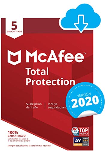 McAfee Total Protection 2020 | 5 Dispositivos | 12 Meses | PC/Mac/Android/Smartphones | Código de activación enviado por email