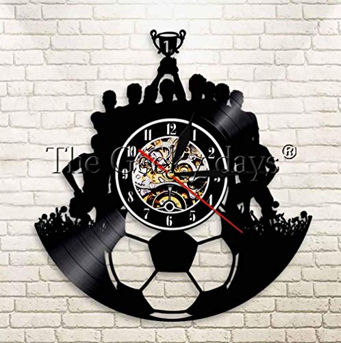MURATE   Reloj de Pared de Registro de fútbol Decoración Equipo de fútbol Campeón Arte de la Pared Deporte Reloj de Registro Antiguo Triumph Souvenir 30CM.