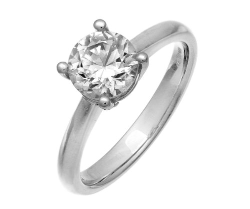 Naava - Anillo para Mujer de Oro Blanco 18K con Diamante Corte Redondo 1.5 ct Talla 11