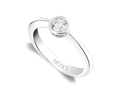 NICOLS 9992289 - Anillo de Compromiso Lady Oro Blanco (18kt) con Diamante 0.05 Ct