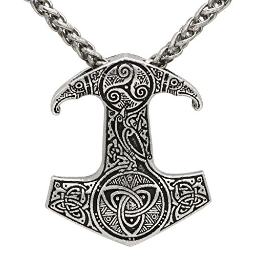Plata antigua escandinava Thor martillo nudo collar cadena de metal Raven MJOLNIR colgante collar damas hombres nórdicos Celtic runas nórdico talismán sajón nudo