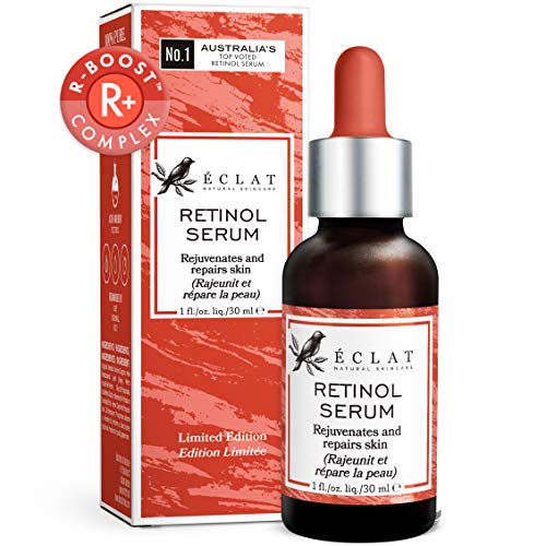 Sérum Retinol 2.5% Concentrado Eclat – Sérum Retinol puro 2.5% Alta Potencia Rejuvenecedor Fórmula Ácido Hialurónico Hamamelis Aloe Vera Orgánico y Aceite Jojoba para Piel Sensible Sérum Anti-edad Sérum Retinol 2.5% Concentrado Eclat – Sérum Retinol puro 2.5% Alta Potencia Rejuvenecedor Fórmula Ácido Hialurónico Hamamelis Aloe Vera Orgánico y Aceite Jojoba para Piel Sensible Sérum Anti-edad