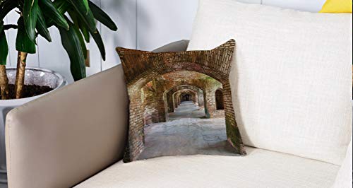 Square Soft and Cozy Pillow Covers,Conjunto de apartamentos, arcos de ladrillo en Dry Tortugas Old Fort Patrimonio histórico Atrac,Funda para Decorar Sofá Dormitorio Decoración Funda de almohada.