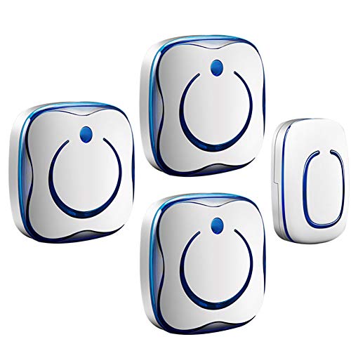 Timbre inalámbrico operando a más de 920 metros de alcance con más de 36 Chimes 4 nivel de volumen y LED Flash para el receptor para casa adosada apartamento oficina Hospital,1PushButtons,3Receiver's Timbre inalámbrico operando a más de 920 metros de alcance con más de 36 Chimes 4 nivel de volumen y LED Flash para el receptor para casa adosada apartamento oficina Hospital,1PushButtons,3Receiver's