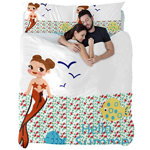 TIZORAX - Juego de funda de edredón y 1 funda de almohada para cama de verano, Material de fibra química., Multicolor, King quilt(102 x 87) + 2 pillowcases(20 x 35)inch