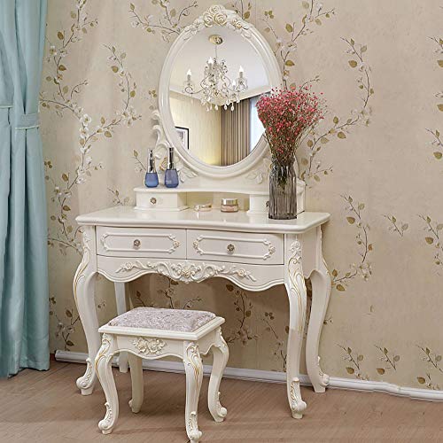 Totovy De estilo europeo moderno ambientalmente amistoso Vestidor Mesa del dormitorio de lujo Tocador francesa simple princesa Tocador pequeño apartamento con maquillaje Espejo de maquillaje heces Con Totovy De estilo europeo moderno ambientalmente amistoso Vestidor Mesa del dormitorio de lujo Tocador francesa simple princesa Tocador pequeño apartamento con maquillaje Espejo de maquillaje heces Con