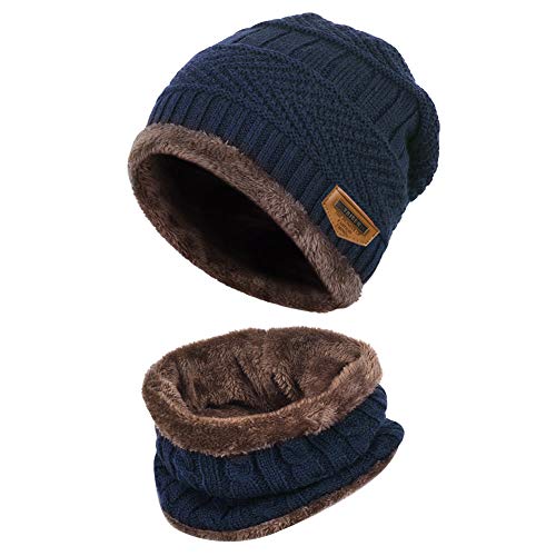 VBIGER Niños Sombrero Caliente de Punto y Bufanda tubular con Forro de Lana,2 Piezas VBIGER Niños Sombrero Caliente de Punto y Bufanda tubular con Forro de Lana,2 Piezas