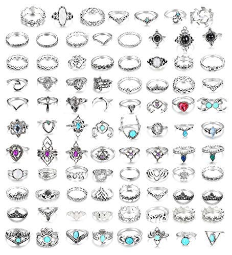 YADOCA 84 Piezas por Juego de Anillos de aleación diseñado para Chicas la Moda Hermoso Zafiro Talla Hueca YADOCA 84 Piezas por Juego de Anillos de aleación diseñado para Chicas la Moda Hermoso Zafiro Talla Hueca