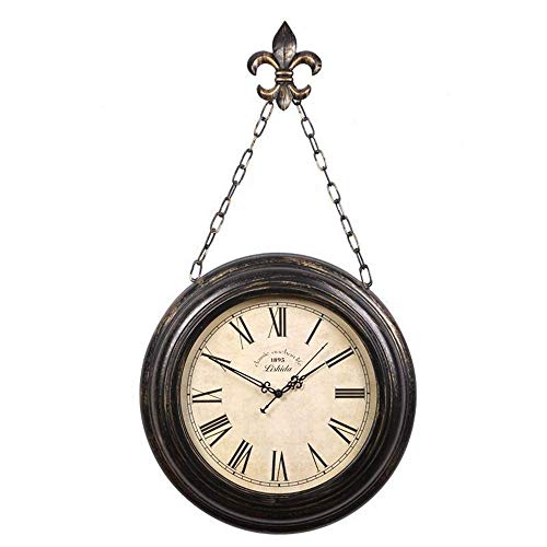 YXZQ Reloj de Pared Mudo de Sala de Estar Retro Europeo Reloj nostálgico Antiguo Americano Reloj de Pared Creativo de Moda Reloj de Cuarzo, A