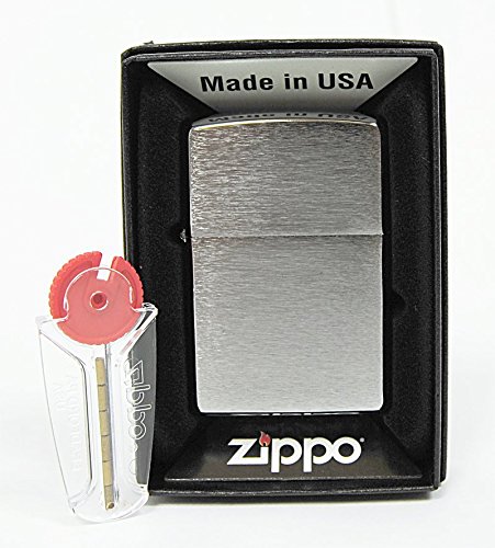 Zippo Mechero Cromado con Efecto Cepillado, Incluye 6 Piedras de Repuesto Zippo Mechero Cromado con Efecto Cepillado, Incluye 6 Piedras de Repuesto