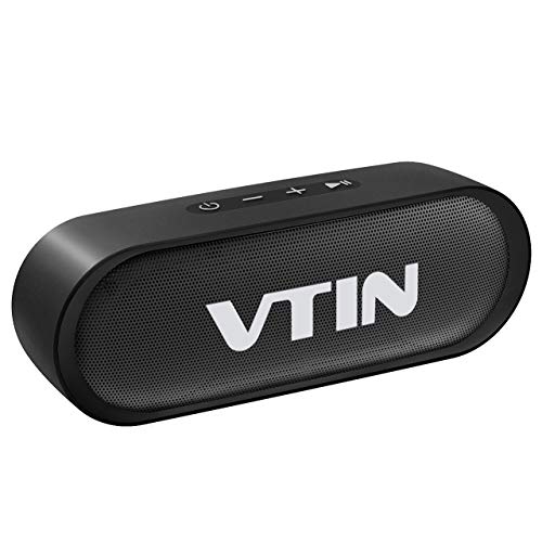 Altavoz Portatil Bluetooth 5.0, VTIN R4 Altavoz Bluetooth Portatil 12W, IPX5, 24H de Reproducción, Altavoz Exterior con Micrófono, AUX/TF, para Teléfono Móvil, Tabletas, MP3, Fiestas (Negro)