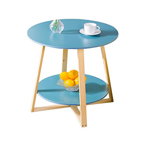 Bseack Mesa Mesa de Centro, apartamento de Dos Pisos, sofá, Mesa Auxiliar, Mesa polivalente, pequeña, Redonda, nórdica, pequeña Mesa de té en la Sala (Color : Azul)