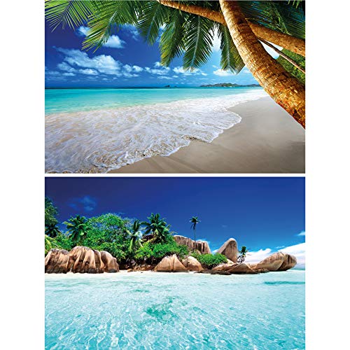 GREAT ART Juego de 2 Carteles XXL Vista al mar y a la Playa Decoración de Pared sensación de Vacaciones Set - Foto-Poster de Pared - Foto Mural (140 x 100 cm)