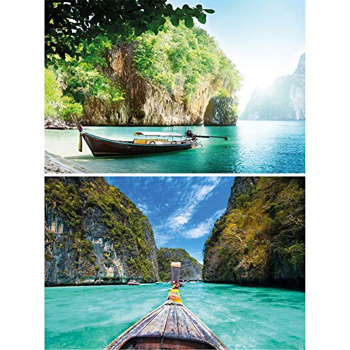 GREAT ART Set de 2 Posters XXL - Barcos y bahías - Selva Tropical bahía Paisaje de la Naturaleza Tailandia Asia Mural decoración póster Foto decoración de la Pared (140 x 100 cm)