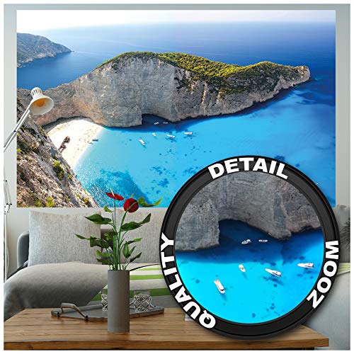 GREAT ART XXL Póster – Playa De Zakynthos – Mural Grecia Islas Jónicas Bahía con Vistas A Mar De Navagio Playa con Naufragio Imagen Cartel De Pared Foto Y Decoración 140 x 100 cm