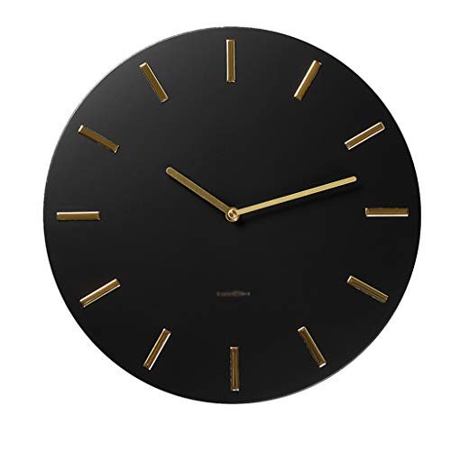 JiaJu-b Lujoso Reloj de Pared, Negro Helado Pintado Metal Reloj de Pared de la Sala Hotel Apartamento Escala silenciosa del Reloj de Pared (Size : 35.5CM)