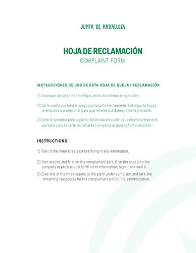 Libro Hojas de Reclamación de Andalucía (10 juegos)