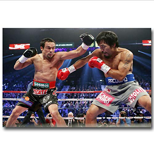 MZCYL Lienzo Pintura Manny Pacquiao Vs Juan Manuel Márquez Boxing Cloth Art Poster Home Decor 40Cmx60Cm Sin Marco