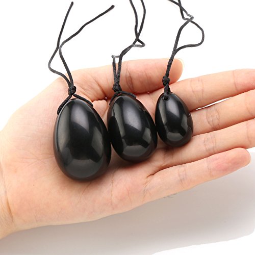 QGEM Obsidian ioni EI ioni Egg en 3 Tamaño/Juego para Mujeres Cura Salud y, Cono übung – ioni Masaje con gebohrt & ungewachste shnur