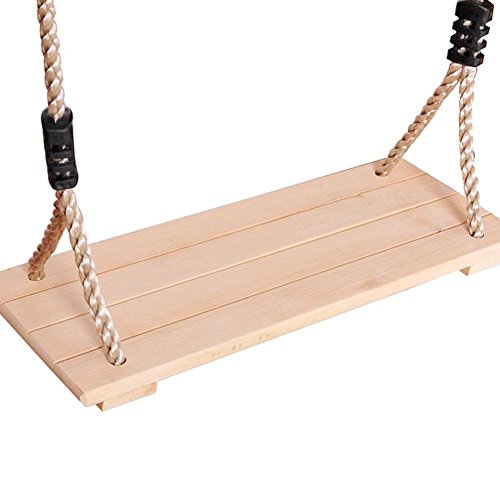 RONDA Columpio de Madera, Columpio para jardín para niños Adultos con 123-213cm Cuerda Ajustable, hasta 150kg