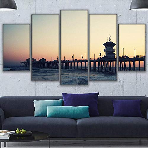 TOPRUN Grande Cuadros para dormitorios Modernos Cuadro Lienzo 5 Piezas Material no Tejido impresión Pared Decorativos Salon Vintage Oficina Estar apartamento Paisaje Puesta Sol Playa Vintage TOPRUN Grande Cuadros para dormitorios Modernos Cuadro Lienzo 5 Piezas Material no Tejido impresión Pared Decorativos Salon Vintage Oficina Estar apartamento Paisaje Puesta Sol Playa Vintage