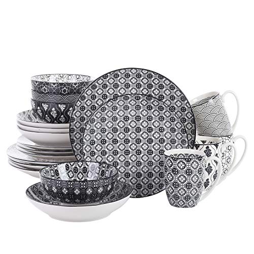vancasso Haruka Vajilla de Porcelana, 20 Piezas Vajilla Set, con Café Taza, Tzon, Plato, Plato de Postre, para 4 Personas vancasso Haruka Vajilla de Porcelana, 20 Piezas Vajilla Set, con Café Taza, Tzon, Plato, Plato de Postre, para 4 Personas