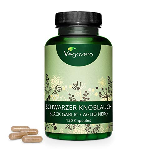 Ajo Negro Vegavero® | La Dosis Más Alta: 600 mg/Cápsula | Extracto 10:1 = Equivale a 6000 mg | Testado en Laboratorio | Sin Aditivos Artificiales | Colesterol + Antioxidante | 120 Cápsulas