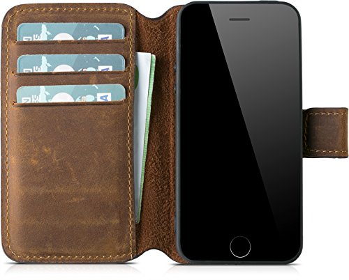 Blumax – Funda Ultraligera de Piel auténtica para Apple iPhone 5/5s/SE, con Aspecto Vintage