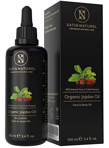 GANADOR 01/20* Aceite de Jojoba ORGÁNICO - Vegano + Prensado en Frío - Rico en Vitamina E para una Piel Suave y Pelo y Uñas Sanas - Envasado en Botella de Vidrio de 100 ml - 100% Puro y Natural GANADOR 01/20* Aceite de Jojoba ORGÁNICO - Vegano + Prensado en Frío - Rico en Vitamina E para una Piel Suave y Pelo y Uñas Sanas - Envasado en Botella de Vidrio de 100 ml - 100% Puro y Natural