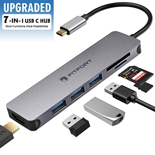 Hub USB C - 7 En 1 USB C Adaptador a HDMI 4K, 3 Puertos USB 3.0, SD/Micro SD Lector Tarjeta, USB C Hub Tipo C para MacBook Pro, Chromebook, XPS y otros dispositivos - Gris Espacial Hub USB C - 7 En 1 USB C Adaptador a HDMI 4K, 3 Puertos USB 3.0, SD/Micro SD Lector Tarjeta, USB C Hub Tipo C para MacBook Pro, Chromebook, XPS y otros dispositivos - Gris Espacial